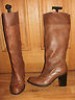  Fiore Ladies Dark Tan Leather High Heel Tall Pull on Wide Top Boots UK 5 V G C 