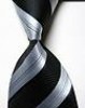  QS97 Black White Stripe Silk Classic Elegant Jacquard Woven Men's Tie Necktie 