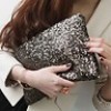  Bronze Sparkle Sequin Spangle Clutch Pouch Evening Bag Wallet Coin Purse 