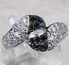  White Black Sapphire 925 Solid Sterling Silver Ring Sz 8 