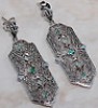  Natural Emerald Opal 925 Solid Sterling Silver Victorian Style Filigree Earrings 