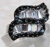  White Black Sapphire 925 Solid Sterling Silver Ring Sz 8 