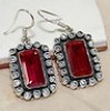  22ct Red Ruby White Topaz 925 Solid Sterling Silver Earrings 1 1 2