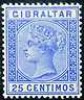  Gibralta SG26A 1889 QV 25c Deep Ultramarine L M M 