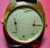  World Timer Goldfb Quartzuhr Mit Zwei Zeitzonen U Braunem Lederband 4QU4821 