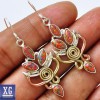  SE60260 Two Tone Fire Opal 925 Sterling Silver Earrings Jewelry 