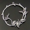  05628 Antiqued Silvery Vintage Alloy Round Ring Branch Leaf Pendant Charm 6pcs 