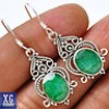  SE60150 Indian Emerald 925 Sterling Silver Earrings Jewelry 