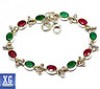  SB2767 12g Indian Ruby Emerald 925 Sterling Silver Bracelet Jewelry 