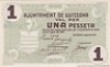  Billete Local de Una Peseta Ajuntament de Guissona 