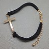  Chic Punk Goth Cross Simple Charm Black Leather Bracelet 