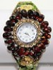  1pcs Thick Silver Protective Color Dark Red Crystal Set Auger Bracelet Watch 