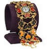  Heart Hollow Ladies Enamel Gold GP Crystal Wide Bangle Watch T04A270K 