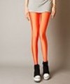  Women Fluorescent Stretchy Neon Shiny Bright Tight Leggings Trousers Orange 