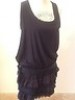  New Mango Black Tank Top Frill Hem Dress Size 6 USA with Studded Sash Belt 