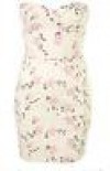  TOPSHOP Dress Rose Floral White Denim Corset UK 8 6 