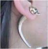  V127 New Antique Silver Retro Goth Punk Rivet Horn Skull Stud Earrings 1pc 