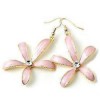  E1071 Korea Style Pink Glaze Five Leaves Flower Earrings Hot 