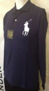  Polo Ralph Lauren Navy LS Polo Mesh L Long Sleeve Top Tee Big Pony NB1 