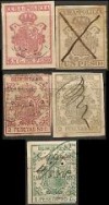  Spain Cuba Lot of 4 Colonial Police Revenue Stamps 1870s 1880s 