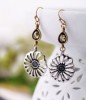  New European Fashion Antique Bronze Hollow Flower Retro Dangle Earrings A032 