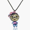  Crystal Gem Enamel 3D Cute Girl Black Chain Necklace Pendant RB2416K 