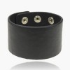  Punk Black Wide Genuine Leather Crystal Rivet Bangle Bracelet B2132K 