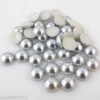  100pcs Pure Silver Gray 10mm Half Pearl Beads Flat Back Scrapbook 