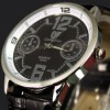  1pc Black Luxury Gentle Man Men's Leather Band Quartz Wrist Watches W7 BK 