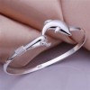  Free Shipping Sterling Solid SILVER0 Dolphins Bracelet Bangle BW283 Box 