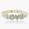  New Simple Style Love White Faux Leather Crystal Rivet Bangle Bracelet B657K 