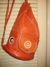  Orange Moroccan Leather Backpack Shoulder Bag Detailed Outer Pockets 