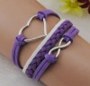  Hot Heart Infinity Antique Silver Korea Velvet Leather Cute Bracelet S071 