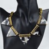  Bold Smoky Gold Plated Triangle Laser Dichroic Pendant Bib Necklace SF482F 