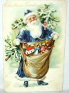  1905 Postcard Christmas Greeting Santa Claus in Blue Robe Holding Sack of Toys 