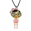  Enamel 3D Girl Crystal Golden Nice Multi Flower Glass Pendant Necklace T01B959K 