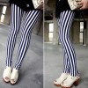  New Hot Stylish Women Black and White Vertical Stripes Leggings Pants Trousers O 