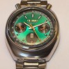  RARE Vintage Citizen Bullhead Chronograph 23 Jewel Watch Jade Green Face 