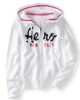  New Womens Juniors Fleece Aeropostale Hoody Hooded Sweatshirt White XL 