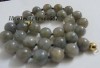  14k Solid Gold Clasp Natural 12mm Labradorite Round Necklace 18