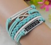  Love Infinity Antique Silver Korea Velvet Leather Cute Bracelet B132 