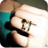  Fashion 3 Piece Gold Color Pentagonal Star Cross Heart Adjustable Ring Rings 