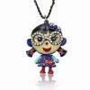  Vogue Enamel 3D Girl Big Glass Bowknot Crystal Pendant Necklace LXB991K 