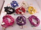  8pcs Mixed Colors Retro Fine Flocking Cord Bracelets Vintage Women Punk Metal 