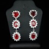  Deluxe Top Blood Red Ruby White Sapphire 925 Silver Earrings 