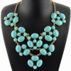  Golden Adjustable Chain Oval Gorgeous Blue Pendant Beads Bib Necklace T02F74K05 