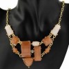  Coffee White Irregular Golden Chain Resin Scream Pendant Necklace T02F139K05 