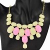  Stylish Tear Drop Oval Bicolor Resin Party Chain Pendant Bib Necklace T02F155K03 