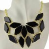  Golden Adjustable Chain Elegant Rhombus Black Pendant Collar Necklace T02F97K05 