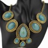  Teal Gracious Retro Copper Teardrop Oval Bead Bib Pendant Necklace T02F202K01 